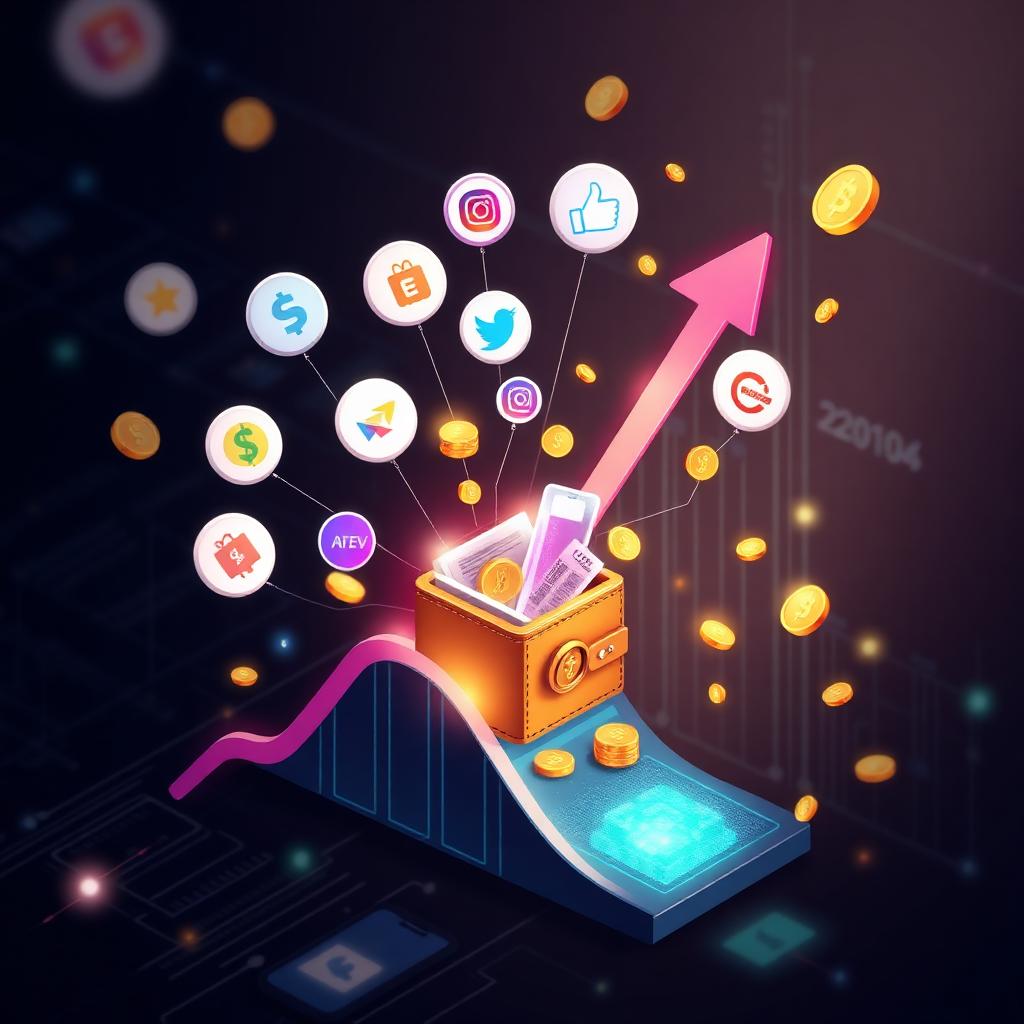Content creator monetization growth concept showing revenue streams, brand deals, subscriptions and analytics